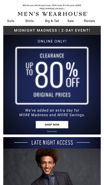 Hours Left For Midnight Madness Clearance Deals Online Only Men S