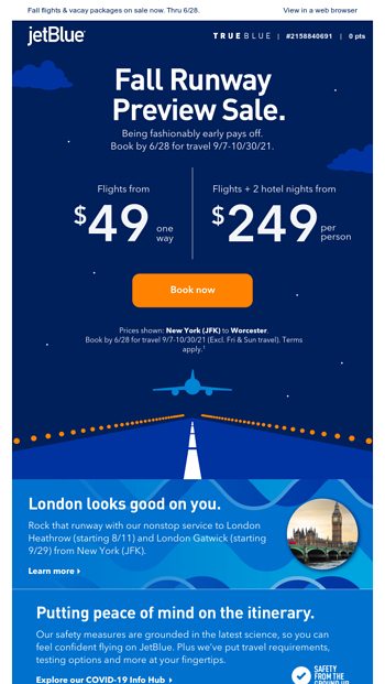 Sale Fares From One Way Always In Style Jetblue Airways Email