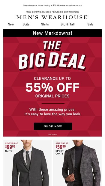 The Big Deal New Markdowns Added Now Up To Off Men S Wearhouse