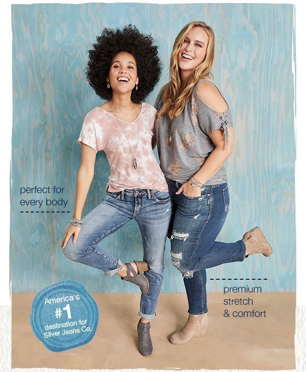 Perfect for every body. Premium stretch and comfort. America's #1 destination for Silver Jeans Co.