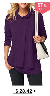 Long Sleeve Cowl Neck Layered T Shirt