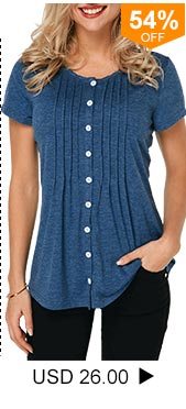 Button Up Crinkle Chest Navy Blue T Shirt