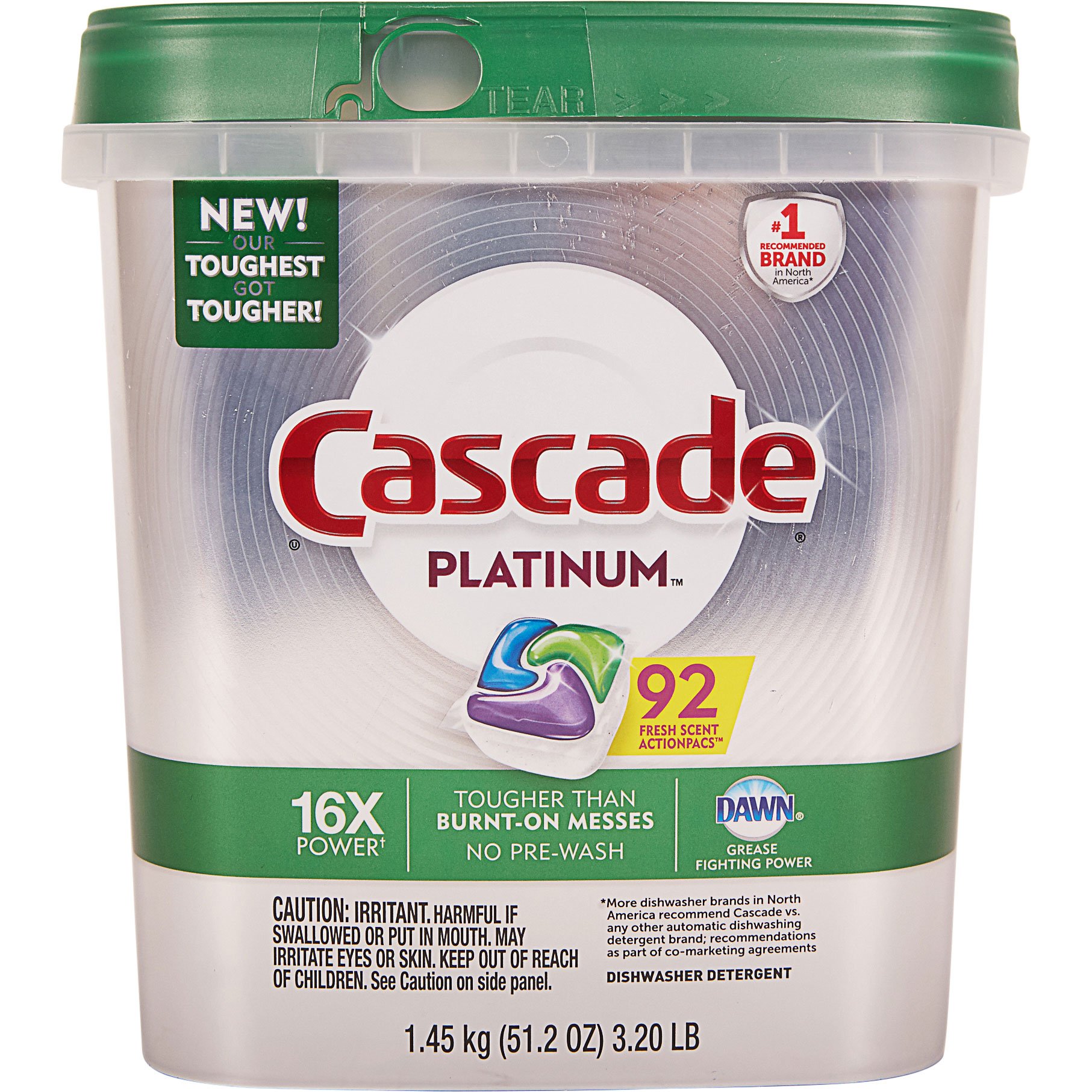 Cascade Platinum ActionPacs Fresh Scented Dishwasher Detergent, 92-Count