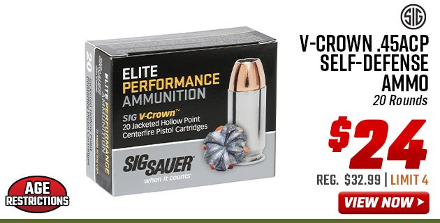 Sig Sauer V-Crown .45ACP Self-Defense Ammo