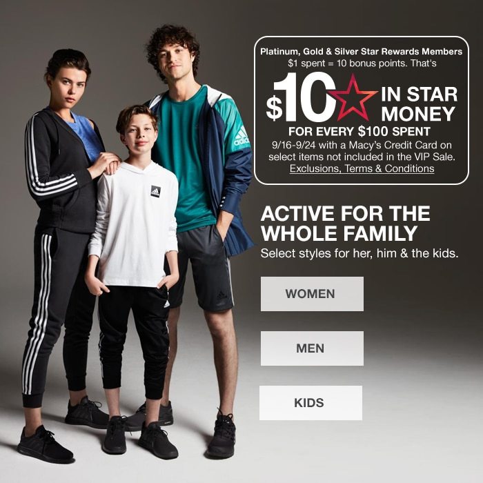 Platinum, Gold and Silver Star Rewards Members, $10 in Star Money, For Every $100 Spent, Exclusions ,Terms and Conditions, Women, Men, Kids
