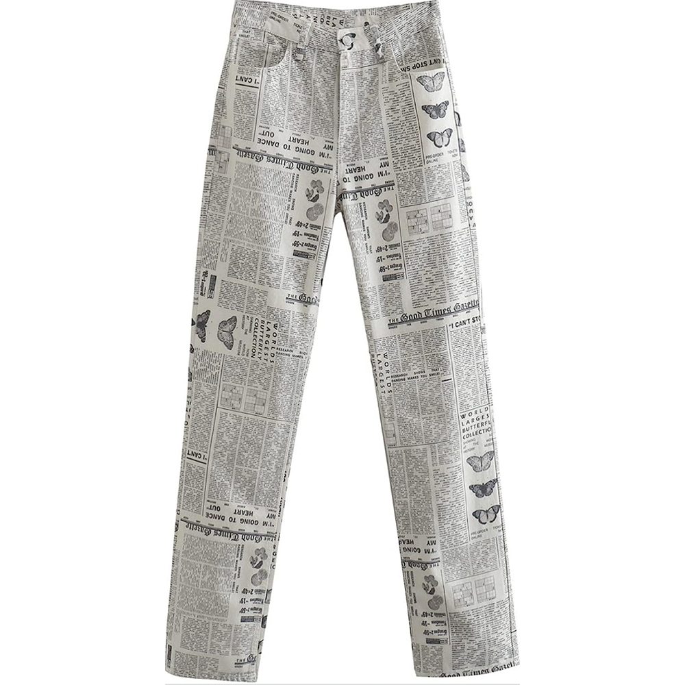Aobricon Fashion Newspaper Wide Leg Pants<br>$40