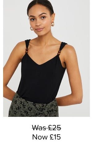 BEA JERSEY CAMI TOP WITH BEADED STRAPS