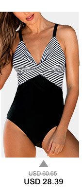 Spaghetti Strap Striped One Piece Swimwear