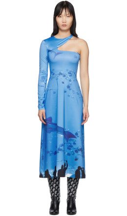 Saks Potts - SSENSE Exclusive Blue Asymmetric Dress