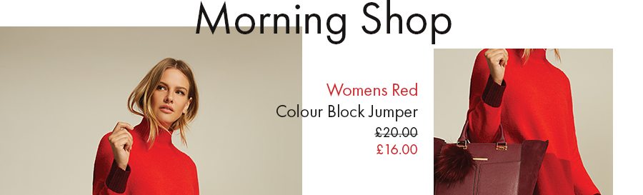 Womens Red Colour Block Jumper