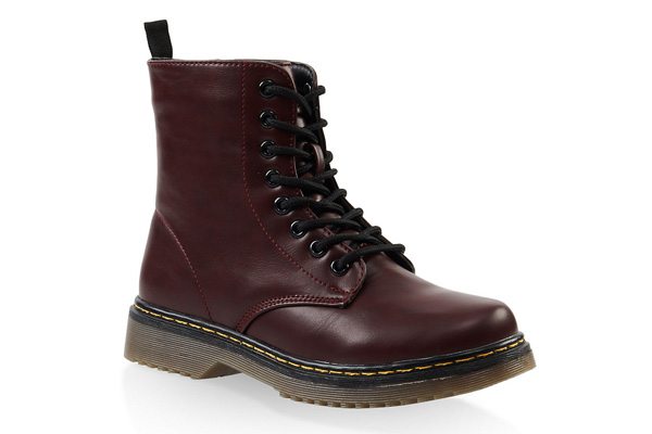 Rubber Sole Lace Up Combat Boots