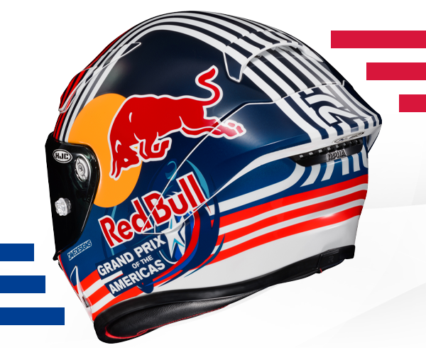 bikebandit.com, hjc, red bull helmet, back view