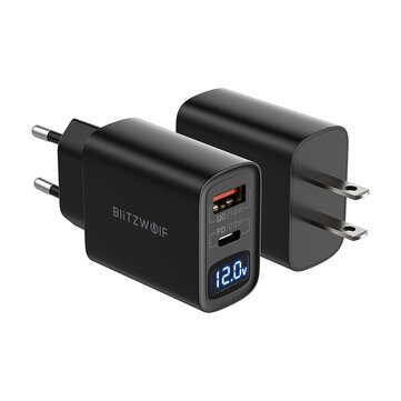 BlitzWolf® BW-S19 20W 2-Port USB PD Charger PD3.0 PPS QC3.0 SCP FCP AFC Fast Charging EU Plug US Plug Adapter LED Digital Display for iPhone 12 Mini 12 Pro Max for Samsung Galaxy Note S20 ultra Huawei Mate 40 OnePlus 8 Pro