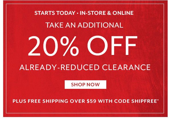 Take 20% off Clearance