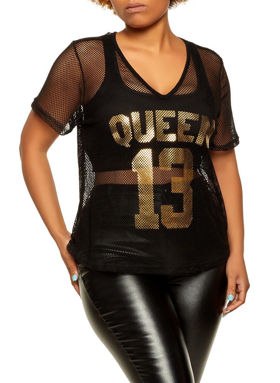 Plus Size Queen Fishnet Tee