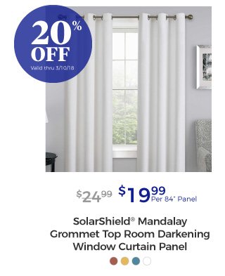 SolarShield® Mandalay Grommet Top Room Darkening Window Curtain Panel | $19.99 per 84” Panel | 20% off | Valid thru 3/10/18