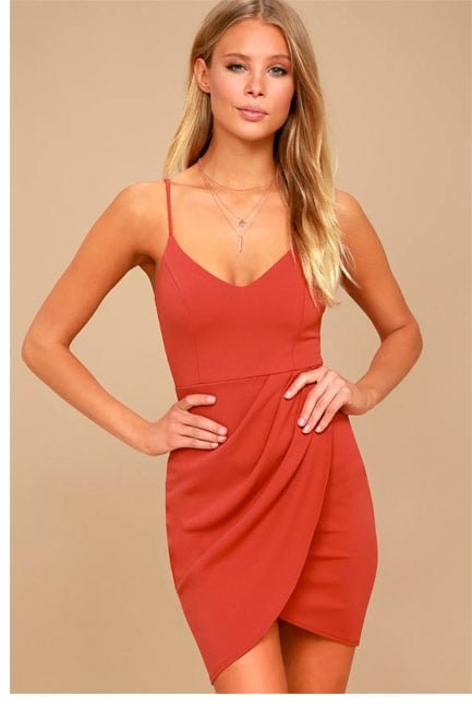 Forever Your Girl Rust Red Bodycon Dress