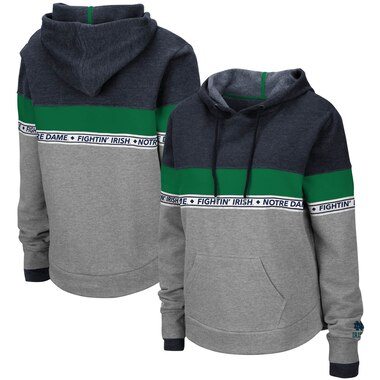 Colosseum Notre Dame Fighting Irish Women's Heathered Gray Hobbes Woven Tape Pullover Hoodie