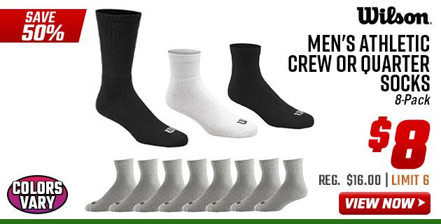 Wilson Men's Athletic Crew or Quarters Socks