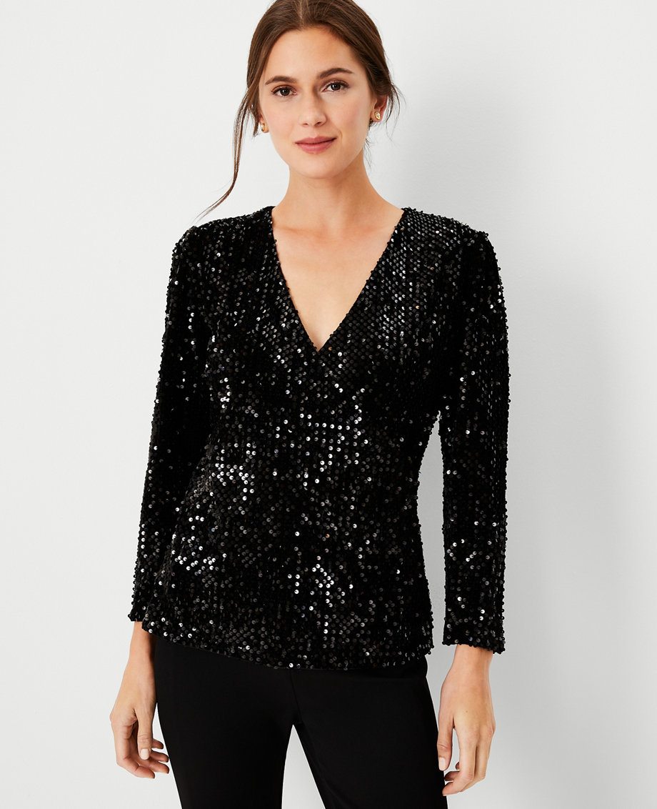 Sequin Wrap Top