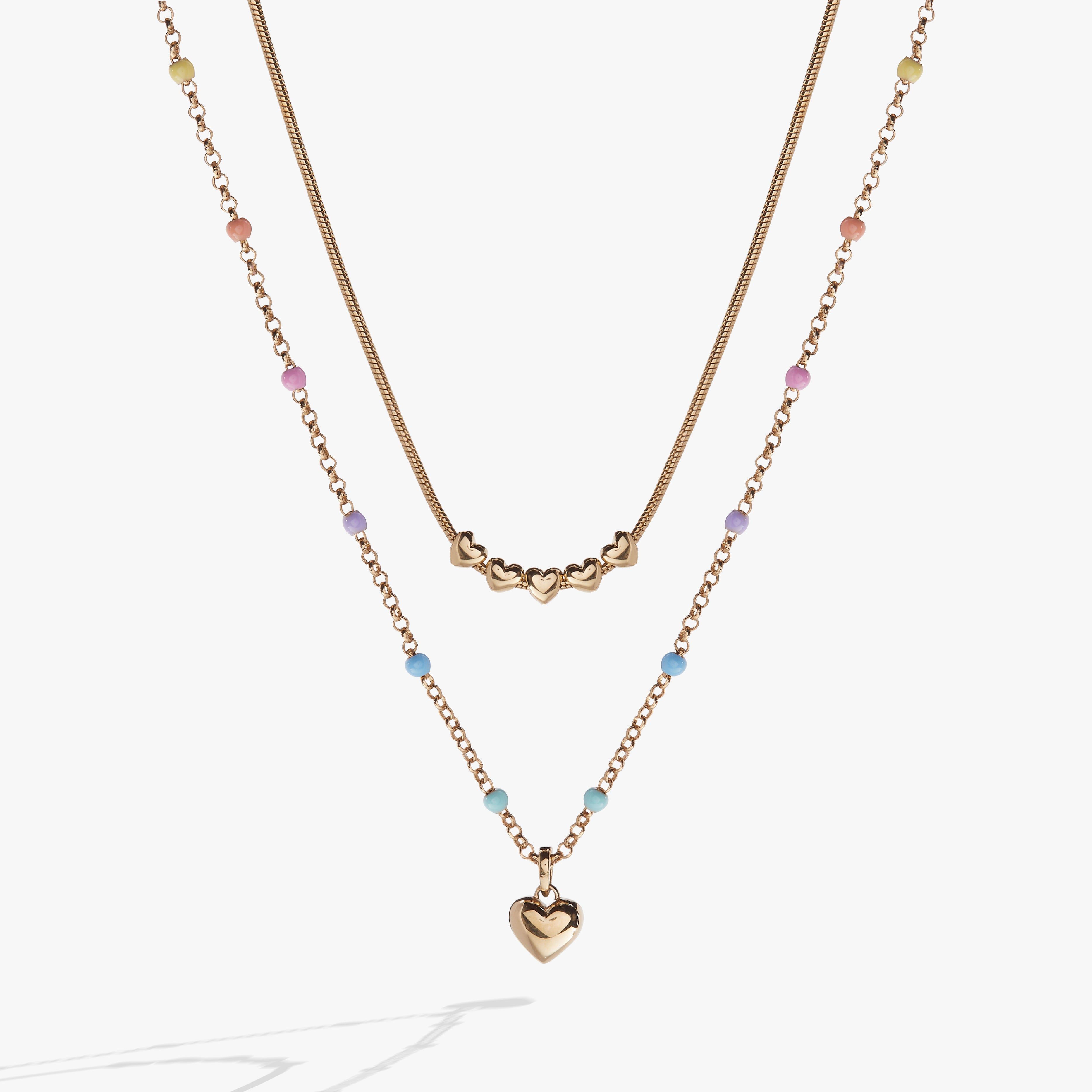 Image of Multi Colored Heart Layered Necklace