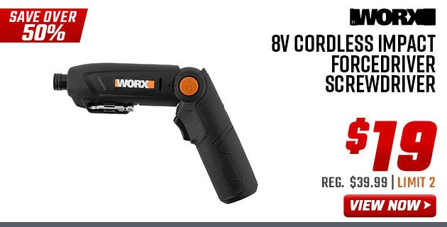 Worx 8V Cordless Impact Forcedriver Screwdriver