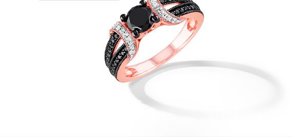 10K Rose Gold Black Diamond Engagement Ring