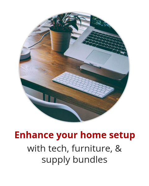 Enhance your home setup with tech, furniture, & supply bundles