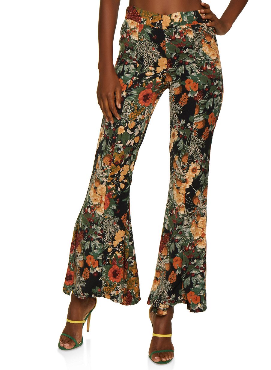 Floral Flared Dress Pants