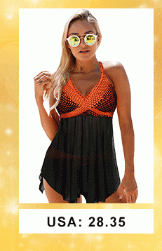 Asymmetric Hem Dot Print Halter Neck Swimdress and Panty