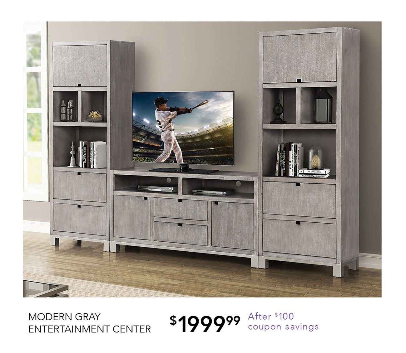 Modern-gray-entertainment-center