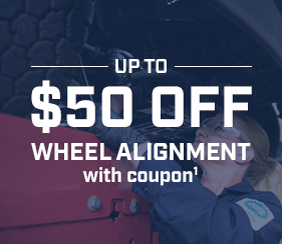 UP TO $50 OFF WHEEL ALIGNMENT with coupon (1).