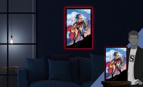 Wonder Woman Comic Cover LED Poster Sign Wall Light by Brandlite