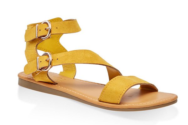 Asymmetrical Double Ankle Strap Sandals