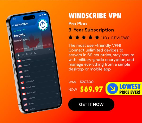 Windscribe VPN Pro Plan: 3-Yr Subscription