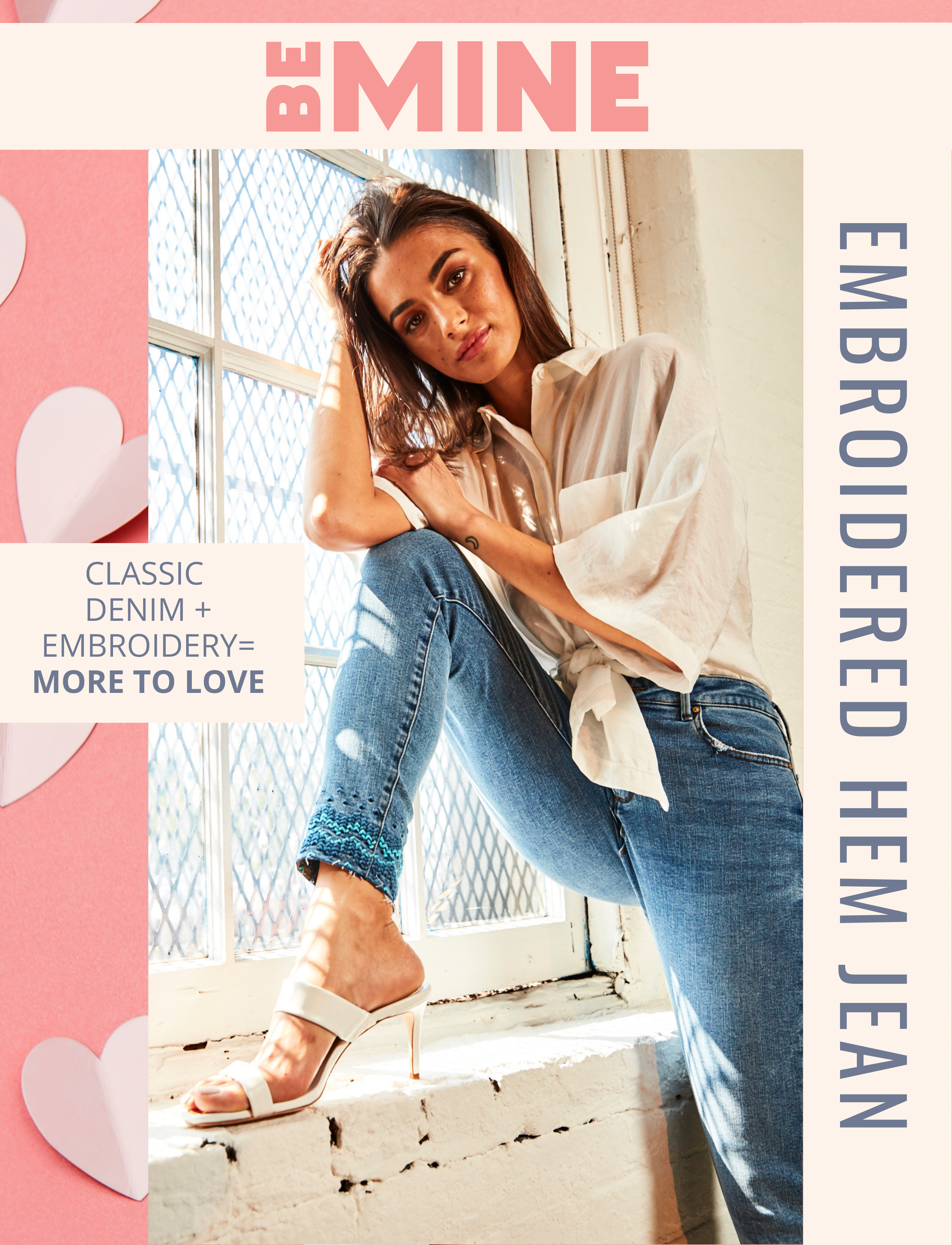 embroidered hem jean