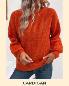 Brick Red Round Neck Long Sleeve Sweater