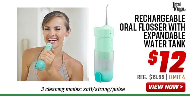 Total Vision Rechargeable Oral Flosser with Expandable Water Tank