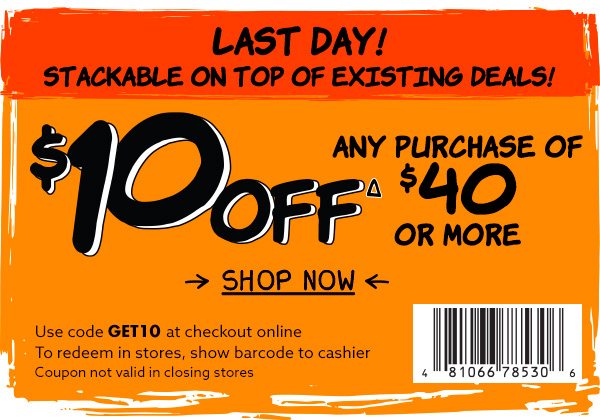 $10 off $40 or more