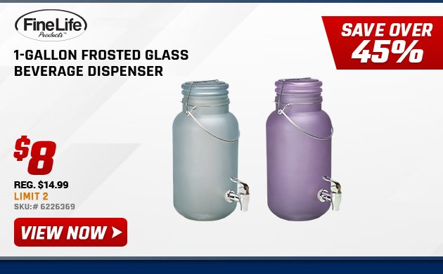 Fine Life 1-Gallon Frosted Glass Beverage Dispenser