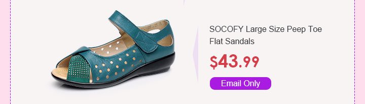 SOCOFY Large Size Peep Toe Flat Sandals