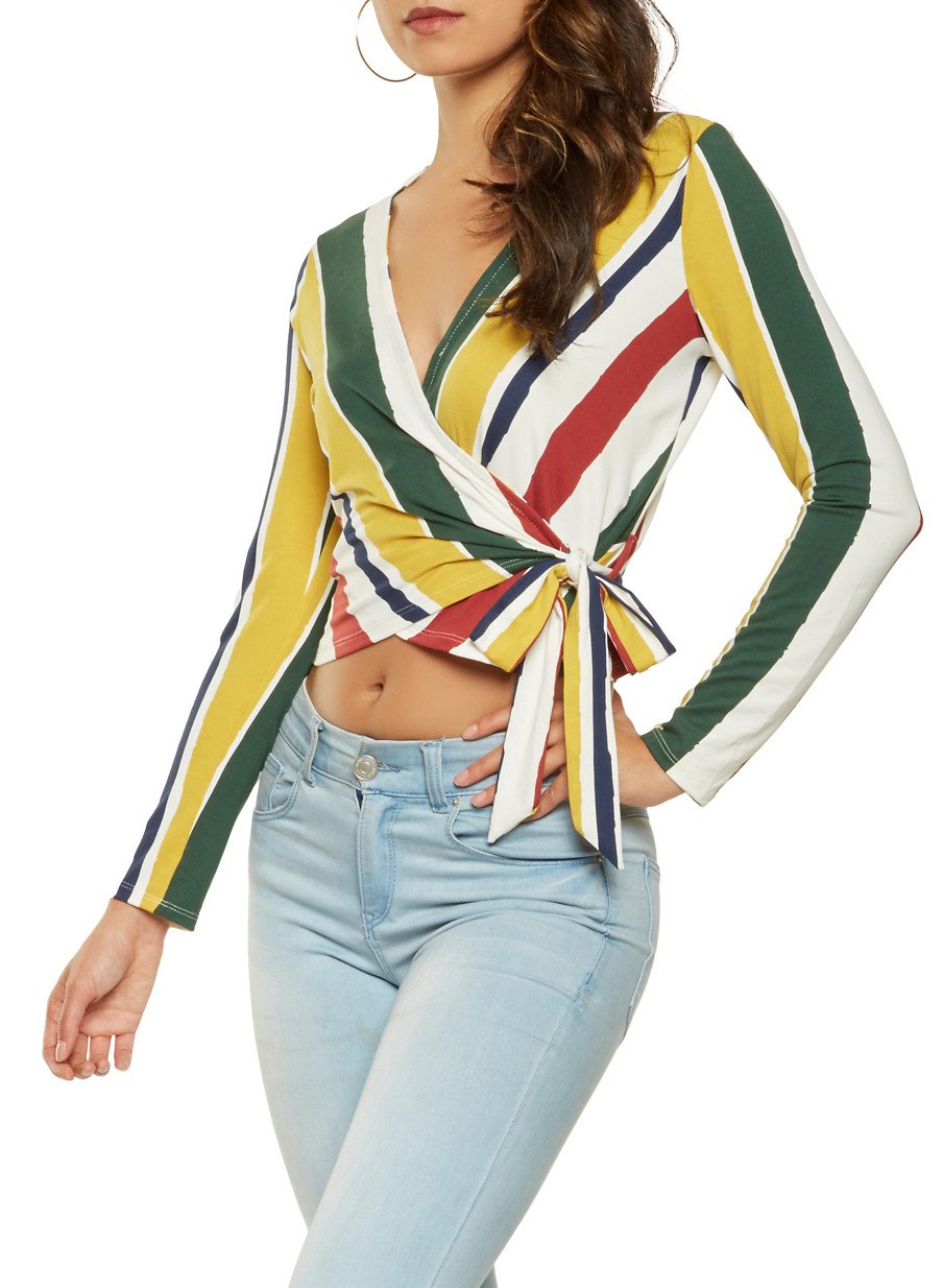 Striped Wrap Top