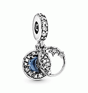 Blue Night Sky Crescent Moon & Stars Dangle Charm