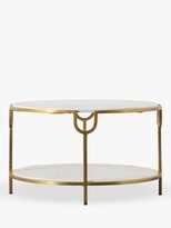 Stanford Marble Coffee Table, White/Brushed Brass