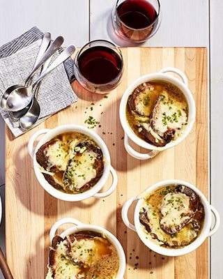 french onion soup with gruyere croutons - save your spot
