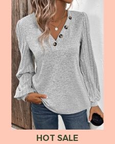 ROTITA Patchwork Light Grey V Neck Long Sleeve Sweatshirt