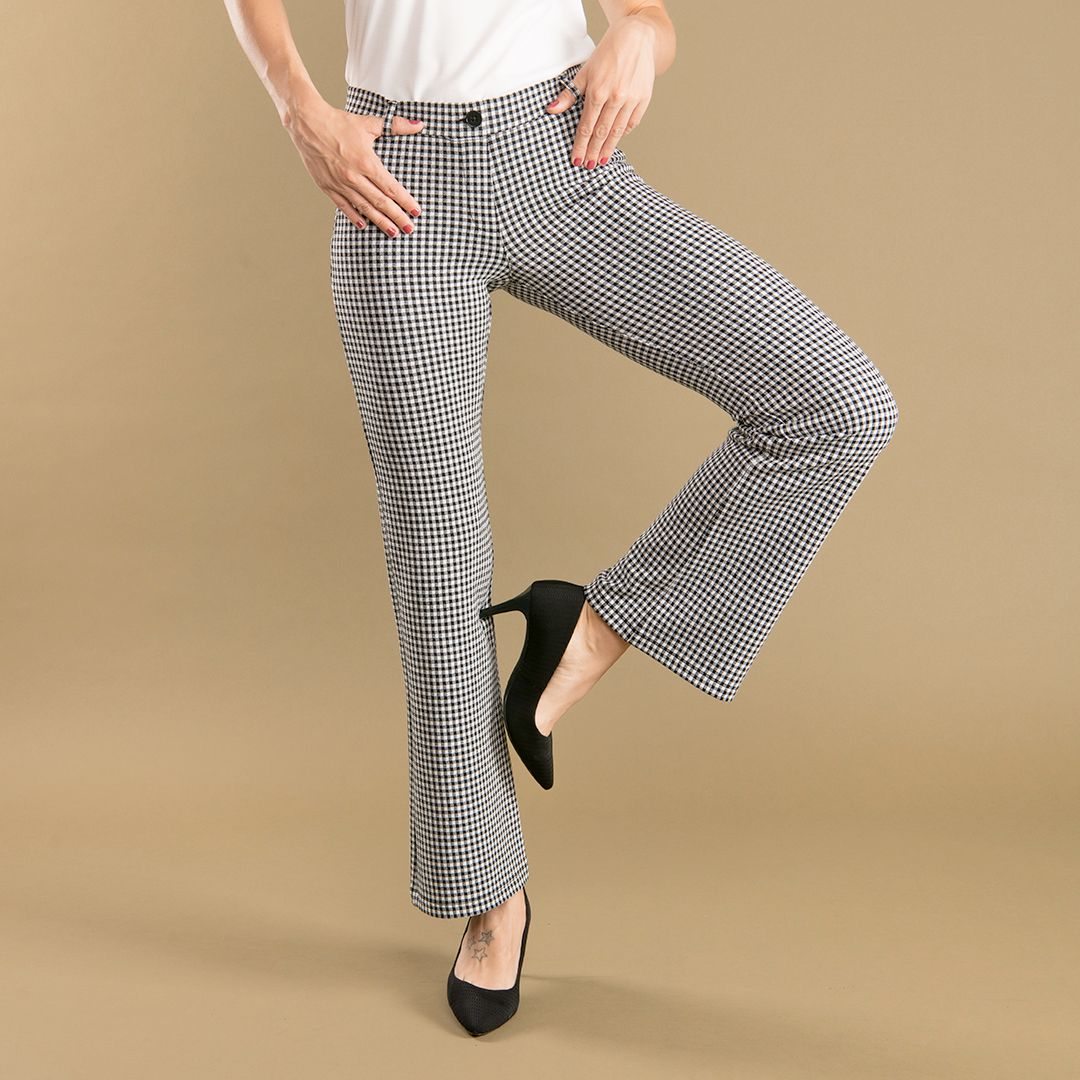 Boot-Cut | Classic Dress Pant Yoga Pants (Black & White Gingham)