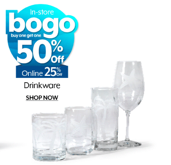 Bogo 50% off in-store, 25% off drinkware
