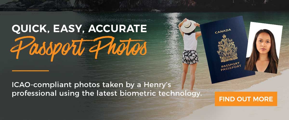 Quick, Easy, Accurate. Passport Photos - ICAO-compliant photos taken by a Henry's professional using the latest biometric technology.