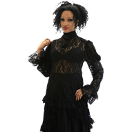 Goth Rose Long Sleeve Lace Blouse